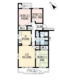 URパールハイム若葉【5階】の間取り