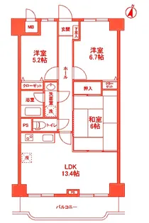 ラ・コスタ壱番館【10階】の間取り