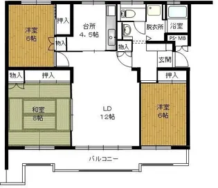 ジュネス米ケ袋【3階】の間取り