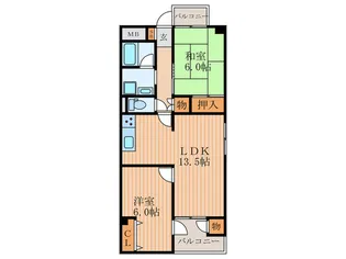 豊中豊松園ハイツD棟【4階】の間取り