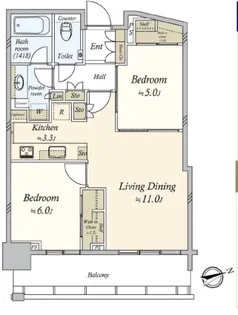 GLOBAL FRONT TOWER【7階】の間取り