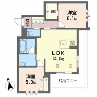 カ-サ・グリナ-ジュMJ-A【2階】の間取り