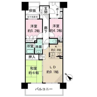 ガーデナヴィルラグナ市川妙典【13階】の間取り