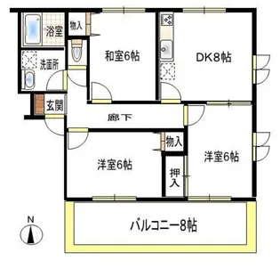 サンリットハウス A棟【3階】の間取り