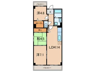 サニーハイツ六甲【4階】の間取り