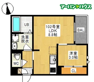 グランティック 若葉町【1階】の間取り