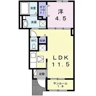 サンフラワーB【1階】の間取り