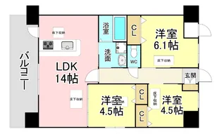 フラワーヒルズIII【3階】の間取り