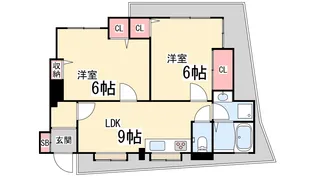 六甲ベイビューマンション【1階】の間取り