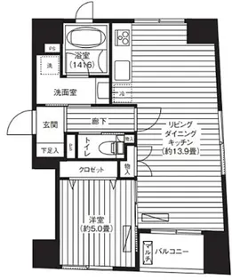 クロスフォー築地【3階】の間取り