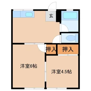 【初期費用ゼロ】田中コーポ【1階】の間取り