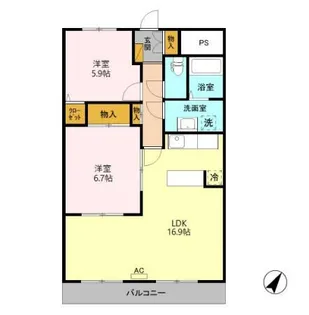 新潟県新潟市東区牡丹山6【アパート】の間取り
