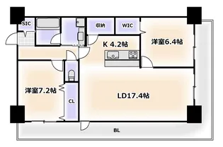 グランセジュール大国町【3階】の間取り