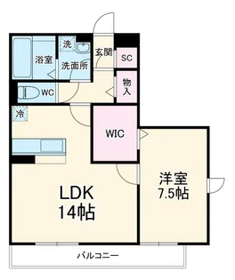 1LDKの間取り画像