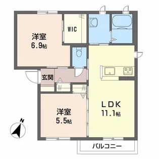 ラ フォンティーヌ C棟【1階】の間取り
