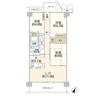 エステ・シティ船橋三番館(0005461)【14階】の間取り