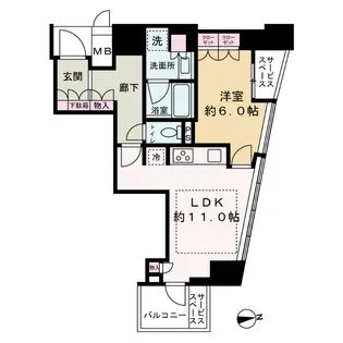 プラウドタワー北浜【5階】の間取り