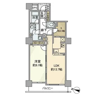 ビューネタワー平井【9階】の間取り