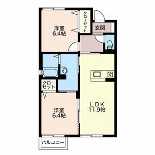 シャーメゾンE-centre【2階】の間取り