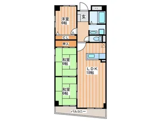 ヴィルヌ-ブ・エスト【2階】の間取り