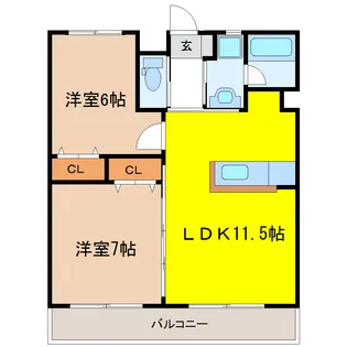リビングステージ木町通【12階】の間取り