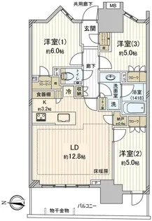 幕張ベイパーク ライズゲートタワー【16階】の間取り