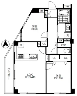 藤和ライブラウン国分寺【2階】の間取り
