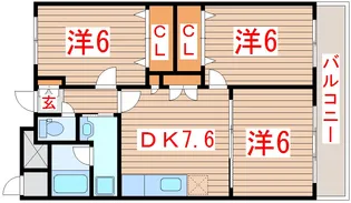 クレージュ新田東【3階】の間取り