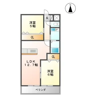 ハウス・ド釆女【2階】の間取り