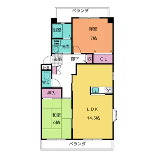 赤池サンハイツ B棟【3階】の間取り