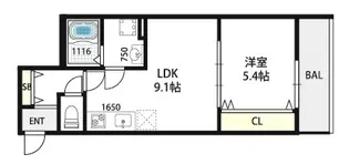 ロイヤルハイツ俊徳道【2階】の間取り