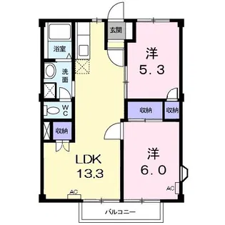ドリームアキA【2階】の間取り