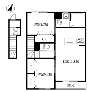 カネハナコートII番館【2階】の間取り