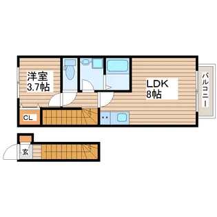 アンセル長町B【2階】の間取り