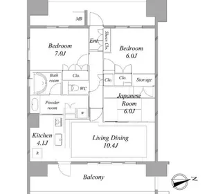 レーベンリヴァーレ竹園レジデンス【10階】の間取り