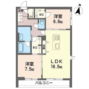 山梨県韮崎市若宮3【マンション】の間取り