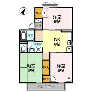 シティーハウスウエハラD棟【2階】の間取り