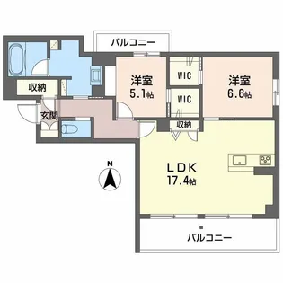 Terrace米ケ袋【2階】の間取り