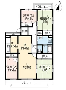 UR吉川【4階】の間取り