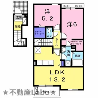 徳島県板野郡藍住町勝瑞字成長【アパート】の間取り