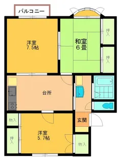 グリーンゲイブルズ桑野【1階】の間取り