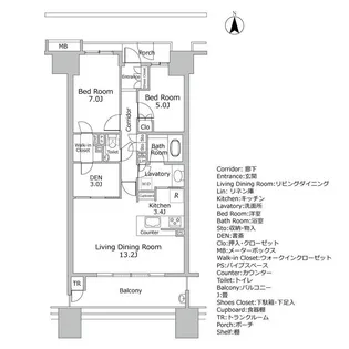 プレイス白金ブライトレジデンス【18階】の間取り