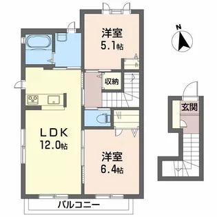 シャーメゾン横黒 B棟【2階】の間取り