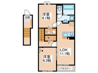 カーサ・フォレスタC【2階】の間取り