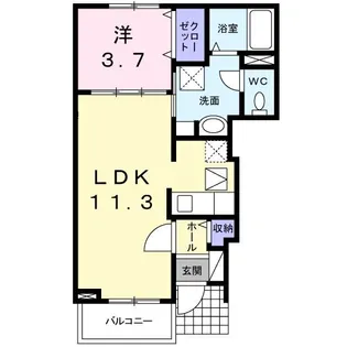 カレントガーデンC【1階】の間取り