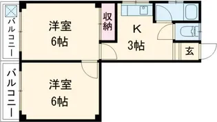 鴨部アパート【2階】の間取り