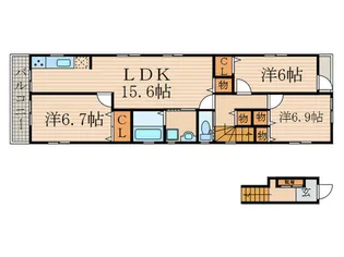 四条大宮テラスハウス【2階】の間取り