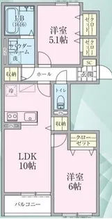 リケナ矢野口【1階】の間取り