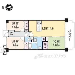セザール枚方公園【4階】の間取り