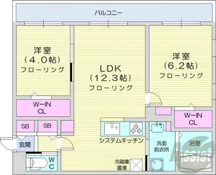 アルファスクエア円山4条【3階】の間取り